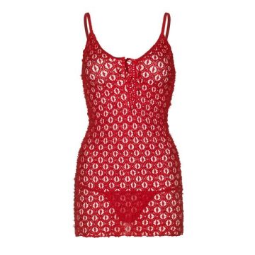 Rood Mini jurk met veters aan voorzijde