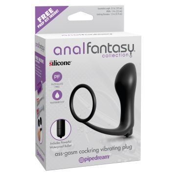 Vibrerende Plug met Cockring - Zwart