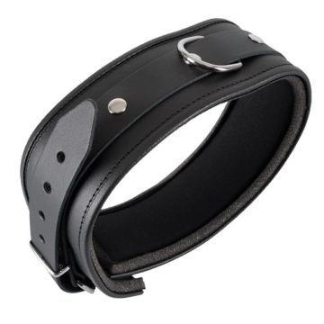 Leren Halsband met Ring - Zwart