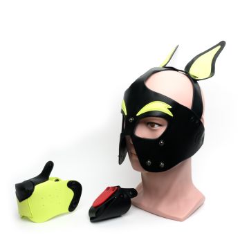 Puppy Play Masker 665 Leather - Zwart/Geel