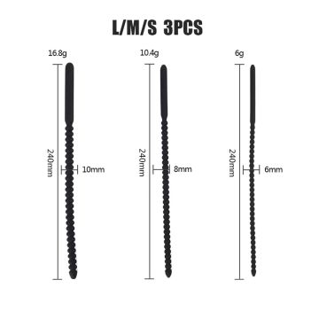 Kiotos Urethral Sound Set met Schroefdraad - Zwart