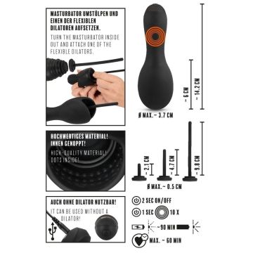 Eikel Masturbator met Opzetbare Dilator Set