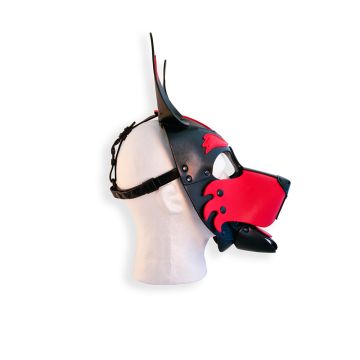 Vegan Pup Hood Masker Zwart/Rood - Brutus