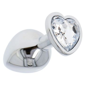 Medium Buttplug Met Hartjes Juweel - Transparant