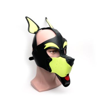 Puppy Play Masker 665 Leather - Zwart/Geel