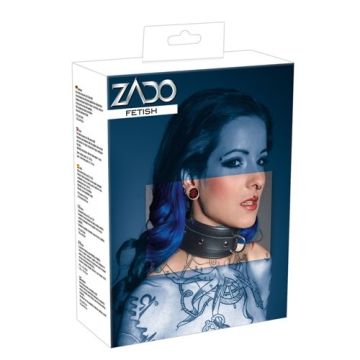 Leren Halsband met Ring - Zwart