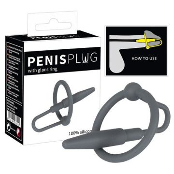 Rekbare Eikelring met Penisplug - Grijs