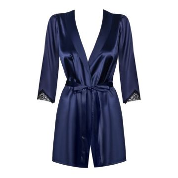Satinia Peignoir en String Blauw