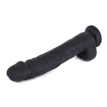 Zwarte Realistische Dildo met ZUignap COX - 34.5 cm