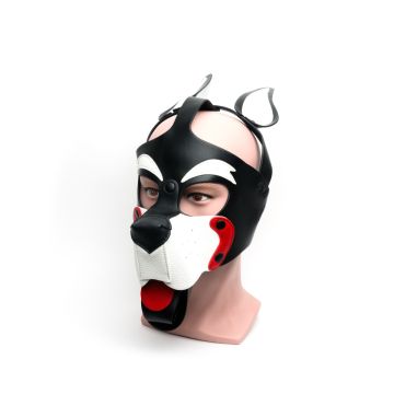 Puppy Play Masker 665 Leather - Zwart/Wit/Rood
