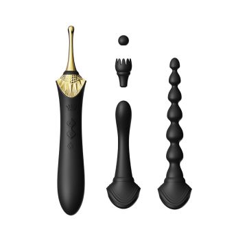 Bess 2 Verwarmende Clitoris Massager met 4 Opzetstukken - Zwart