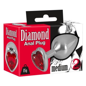 Aluminium Buttplug met Hartjes Diamand