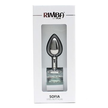 Rimba - Sofia Metalen Buttplug met Transparante Steen