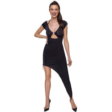 Cottelli Lange Asymmetrische Jurk - Zwart