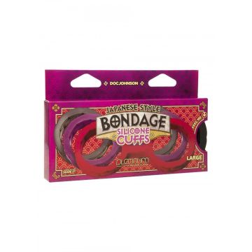 Zwarte Bondage Silicone Handboeien - Large