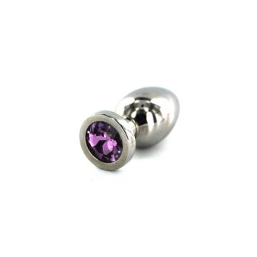 RVS Buttplug met Paars Juweel