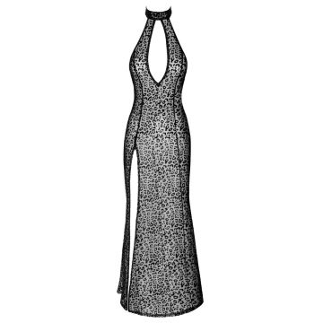 Noir Handmade Lange Jurk Leo-Look - Zwart