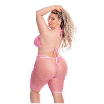 Sunset Glow Bike Short Set Plus Size - Roze