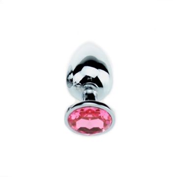 Kiotos Buttplug Aluminium met Roze Siersteen - Large