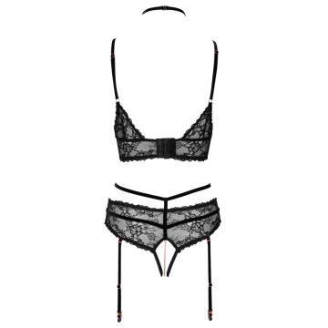 Fijne Kanten Lingerie Set - Zwart/Roségoud