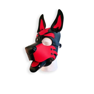 Vegan Pup Hood Masker Zwart/Rood - Brutus