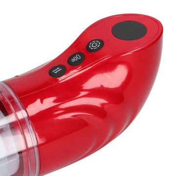 Pumped Roterende en Stotende Masturbator Penispomp Rood - StrokeMate