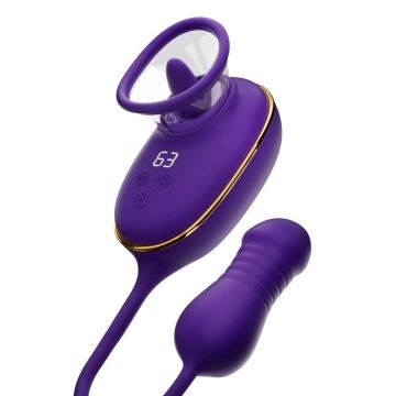 Likkende Clitoris Pomp met Anale Stimulator - Paars