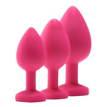 Buttplug Set met Hart Siersteen - Roze