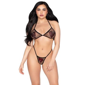 Leg Avenue BH Top en G-String met Hartjes - Zwart