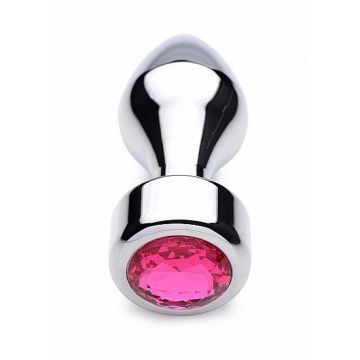 Aluminium Buttplug met Roze Steen