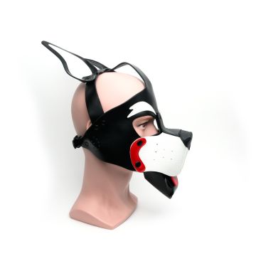 Puppy Play Masker 665 Leather - Zwart/Wit/Rood