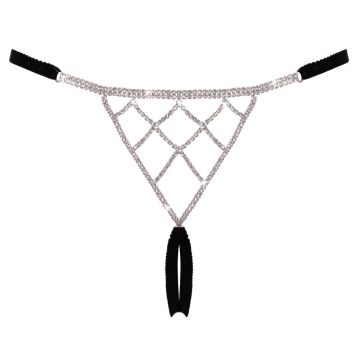 Luxueuze String Ouvert met Fonkelende Strassteentjes