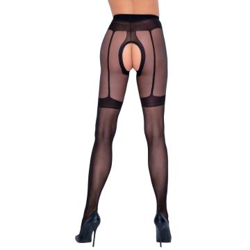 Panty met open kruis jarretelgordel motief
