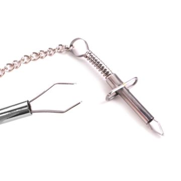 Kiotos Tepel Grijper met Ketting - Zilver
