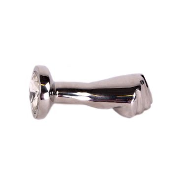 Kiotos RVS Buttplug met Gesloten Vuist en Siersteen Handyman - 8.8 cm