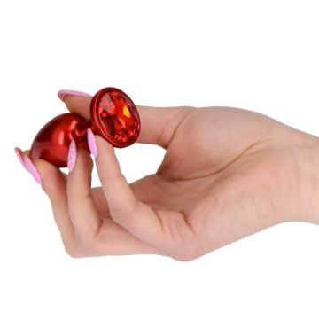 Buttplug met siersteen - Rood