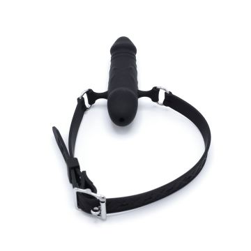 Kiotos Siliconen Penis Mouth Gag - Zwart