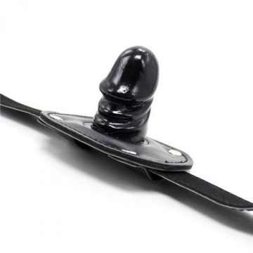 Penis Gag met Realistische Mini Dildo - Zwart