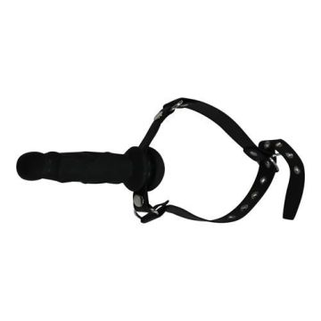 Mondknevel met Dildo - Zwart