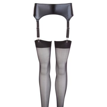 Zwarte wetlook jarretel gordel