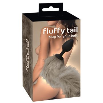 Buttplug Fluffy Tail - Grijs