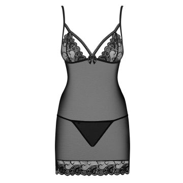 Obsessive Wonderia Chemise & String - Zwart