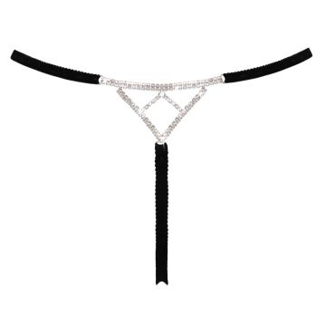 Luxueuze String Ouvert met Fonkelende Strassteentjes