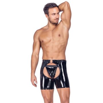 Vinyl chaps en string set - zwart