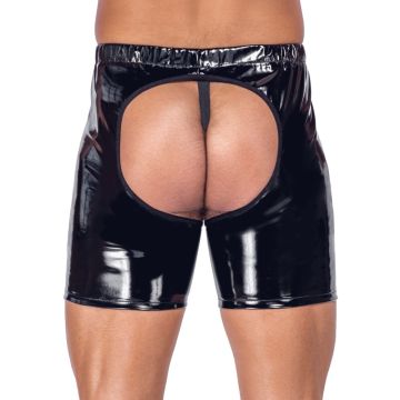 Vinyl chaps en string set - zwart