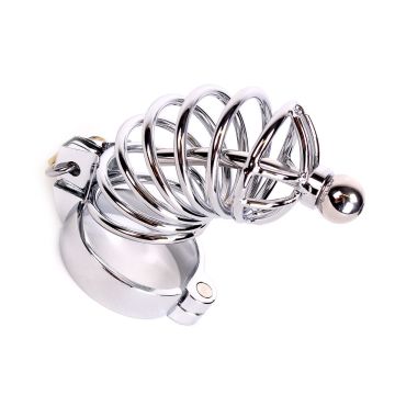 Kiotos Peniskooi Chastity Cage met Penisplug - Zilver