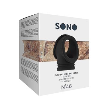 SONO No.48 Cockring met Ballstrap - Zwart
