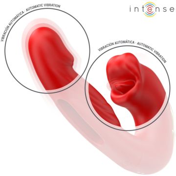 Intense Multifunctionele Dubbele Vibrator met Stimulerend Mondje Nathy - Rood
