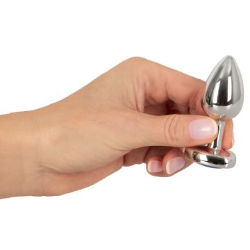 Magic Shiver RVS Buttplug met Siersteen - Blauw 