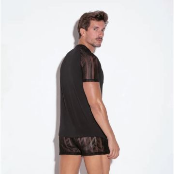 Code 22 Mesh T-Shirt Gestreept - Zwart